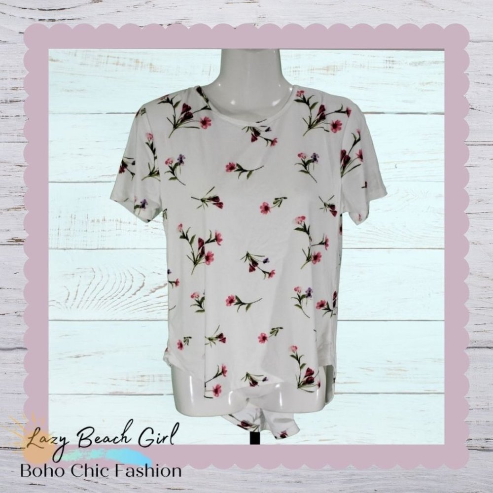 Like New White Floral Top